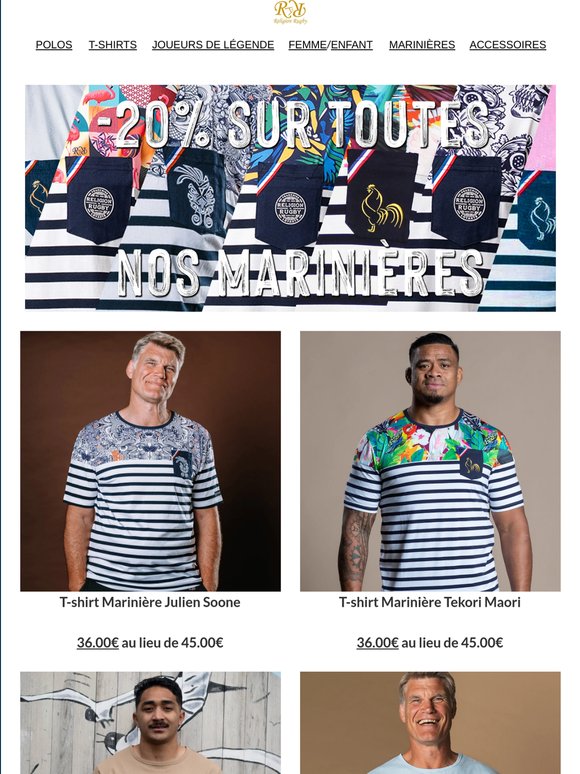 🏉 20% de Réduction sur les Marinières Religion Rugby 🏉