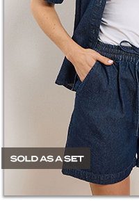 LTS Tall Set Indigo Blue Denim Cotton Shirt & Shorts