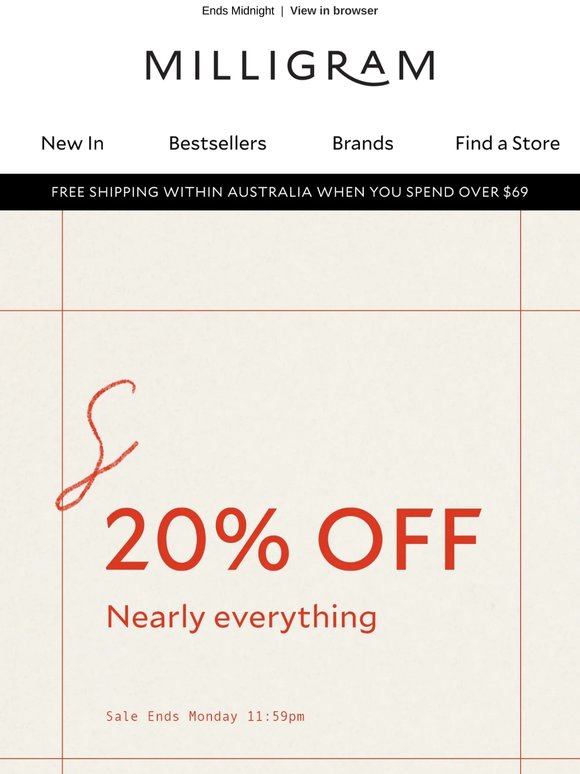 Your Last Chance: 20% Off nearly everything