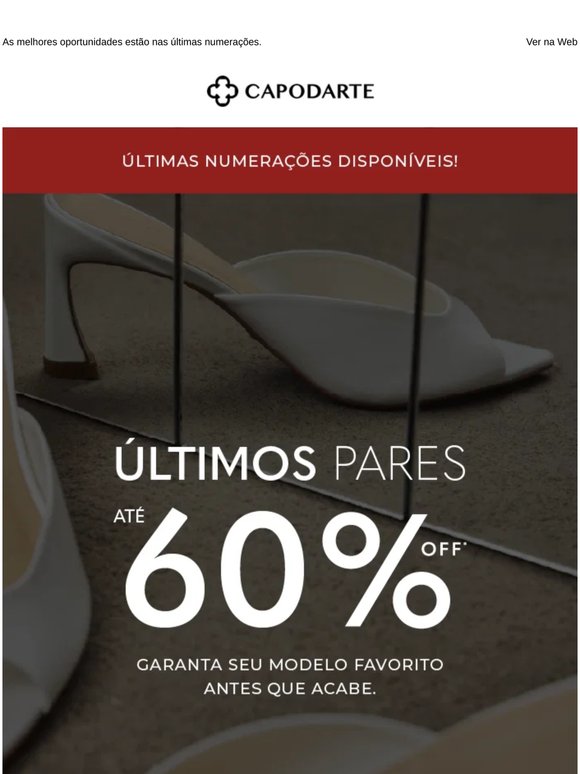 Até 60% OFF nos Pares Finais