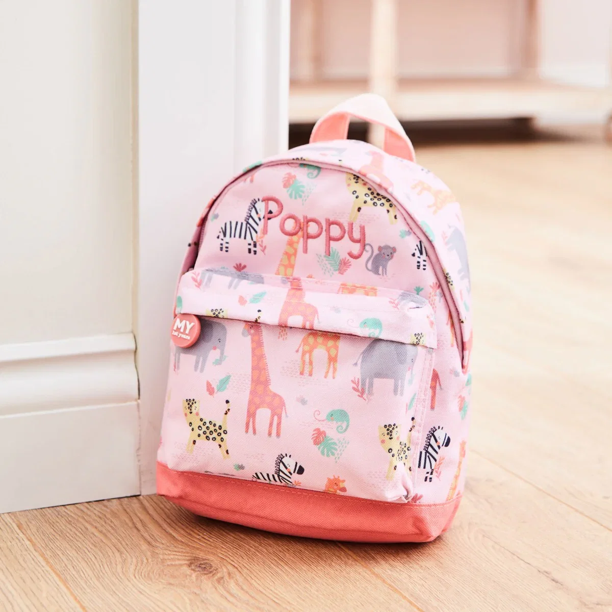 Image of Personalised Pink Safari Print Classic Mini Backpack