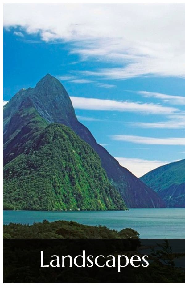 Think waterfalls, rivers, lakes, fields, mountains, or deserts