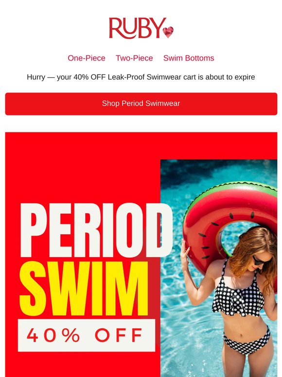 ⏰Don’t lose your 40% OFF Period Swimwear savings⏰