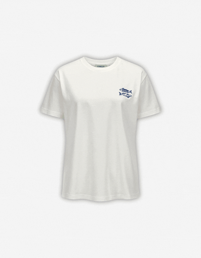 T-Shirt aus Baumwolle mit Sardinen-Motiven