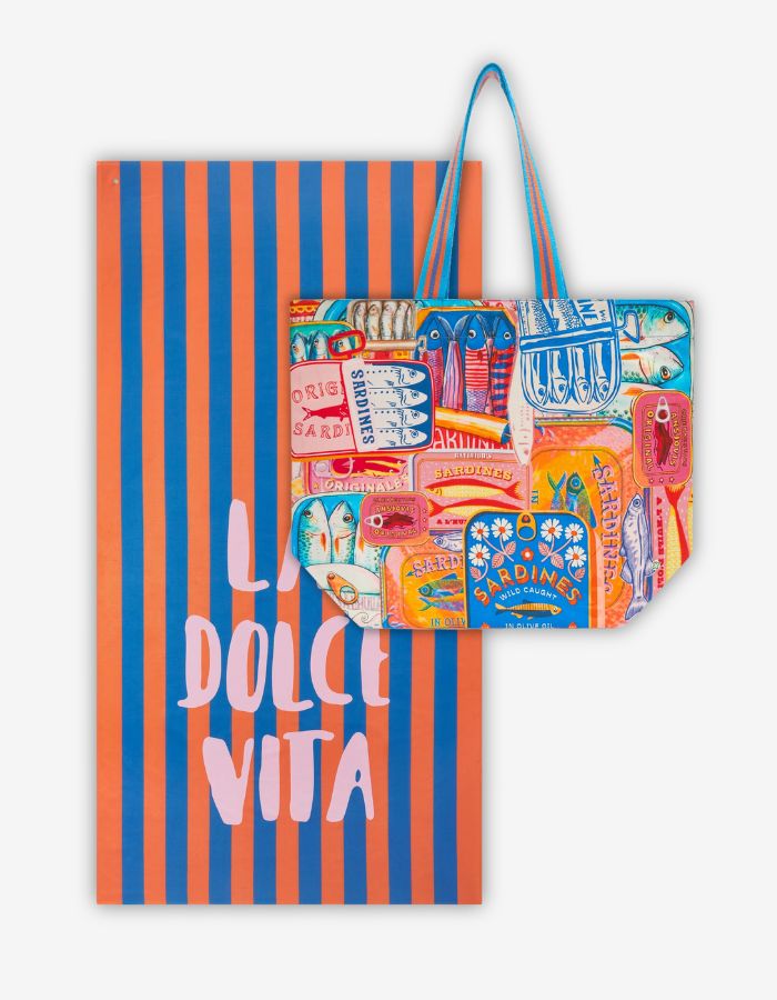 Set aus Shopper und Strandtuch