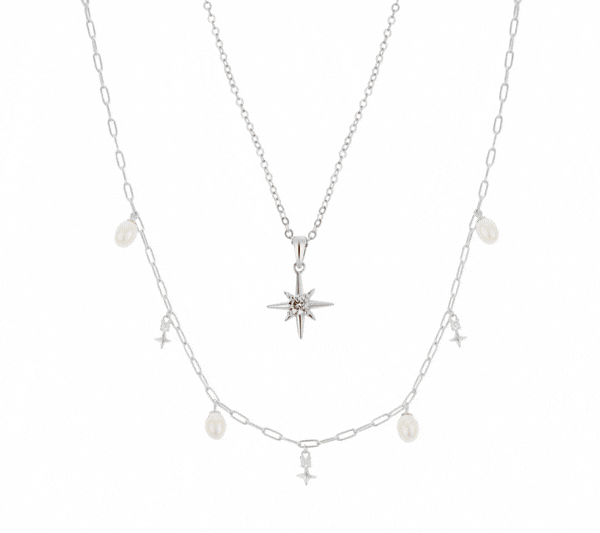 Argento Silver Midnight Star Necklace Stack