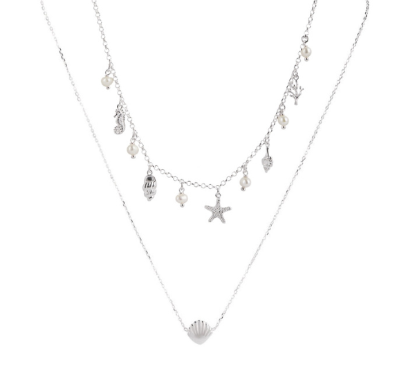 Argento Silver Seaside Pearl Necklace Stack