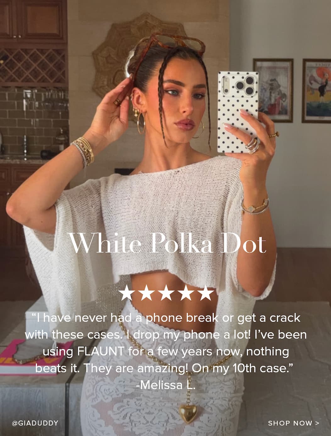 white polka dot