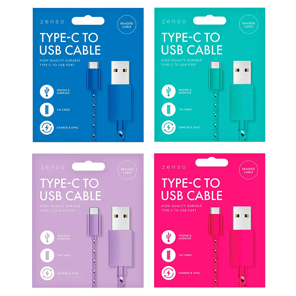 Zenso USB Type A to USB Type C Braided Charging Cable - £4.99 delivered