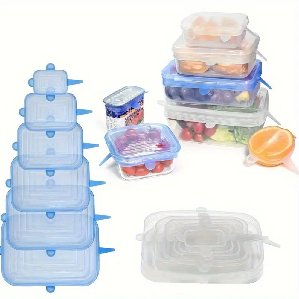 EvoDX Magic Silicone Stretch Lid Reusable Wrap Square Covers x6  - £5.99 delivered