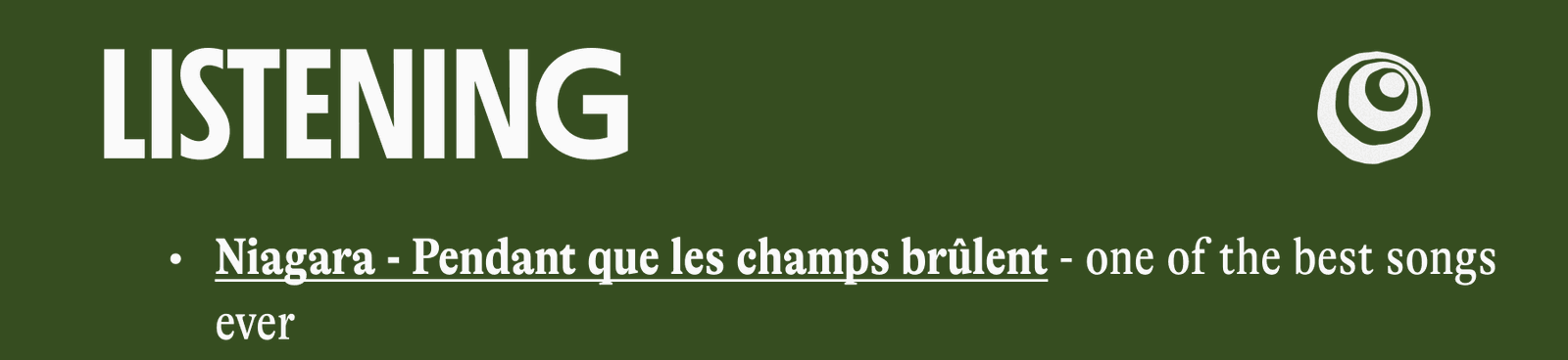 LISTENING | Niagara - Pendant que les champs brûlent - one of the best songs ever