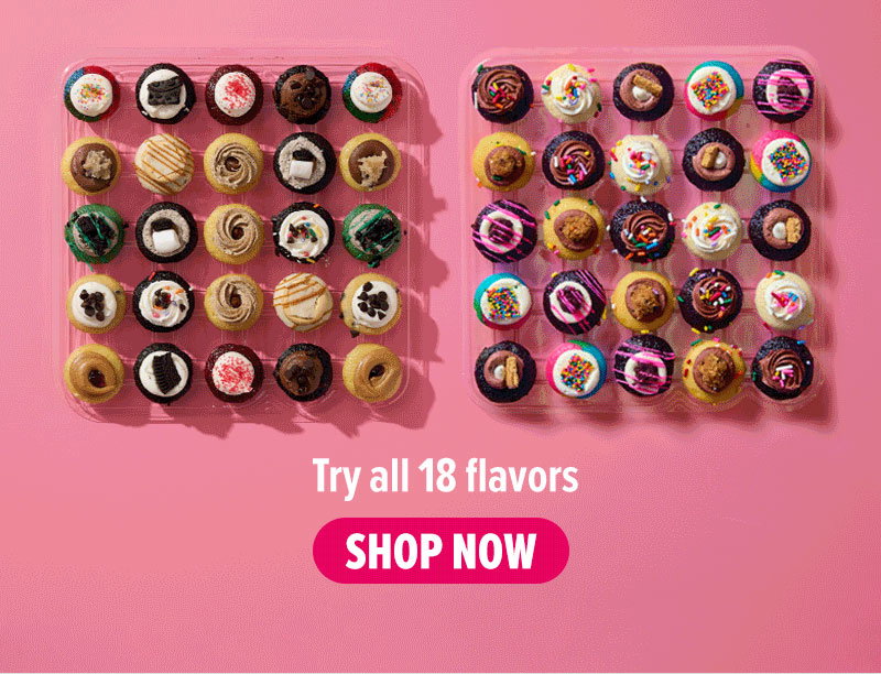 Try all 18 flavors! Shop our all the flavors cupcake 50-pack now.