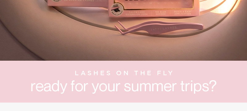 Lashes on the fly. Shop pre-glued lashes for your summer trips