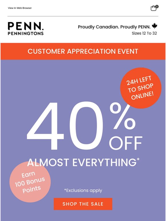40% OFF Almost Everything* 😎