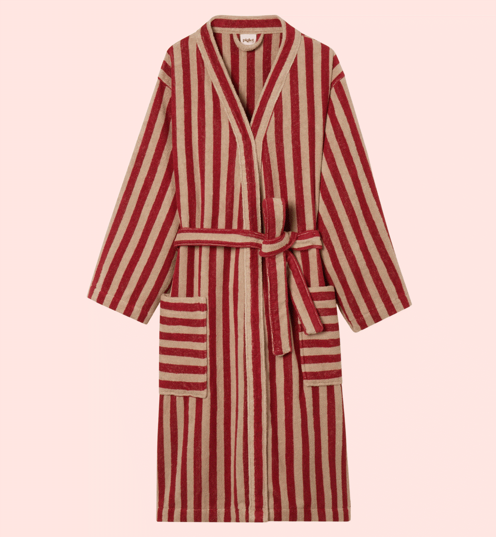 Sandstone Red Pembroke Stripe Cotton Robe