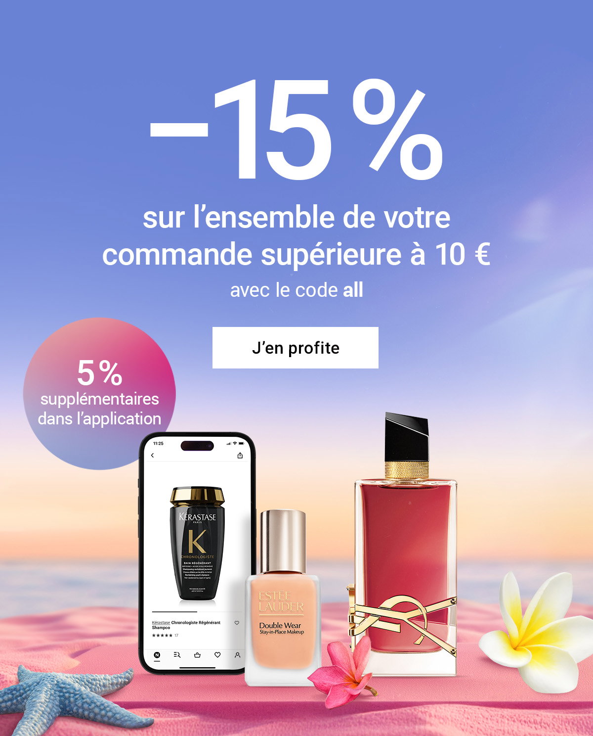 -15 %
 sur l’ensemble de votre commande