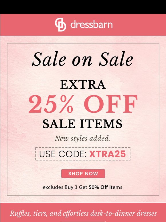 RUFFLES, TIERS AND DRESSES. EXTRA 25% OFF.