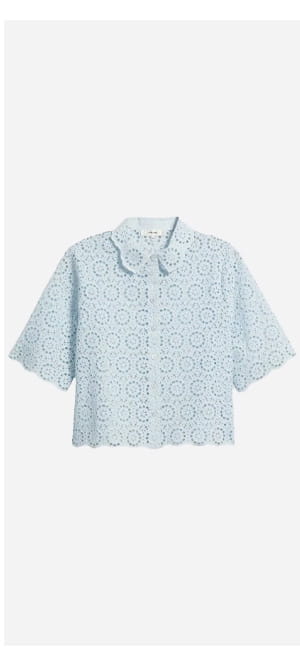 The Petal Eyelet Top In Ice Blue