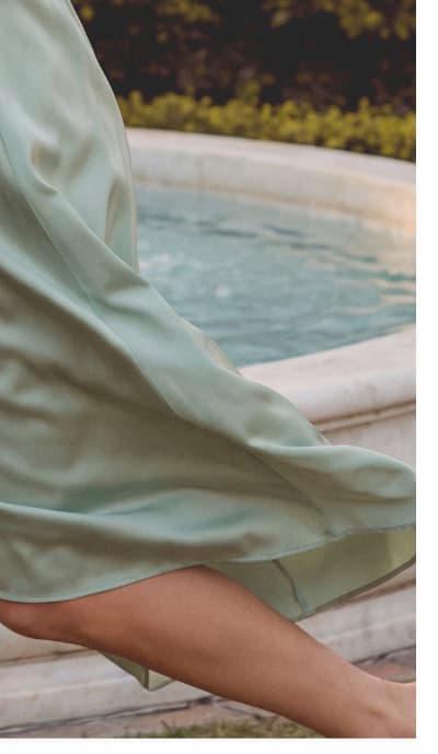 Asymmetrical Draped Stretch Satin Midi Dress In Icy Sage