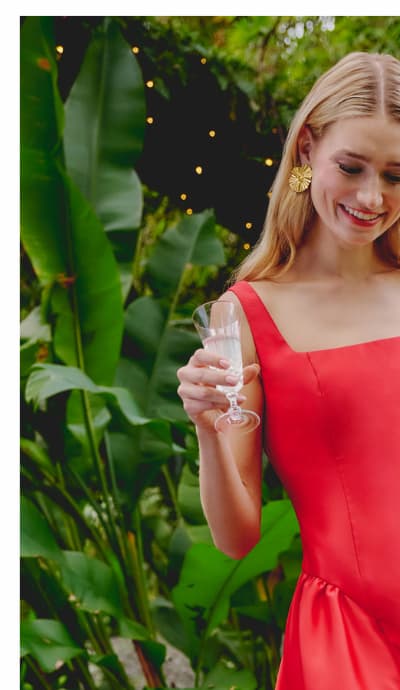 Drop Waist Fit And Flare Mikado Midi Dress In Persimmon