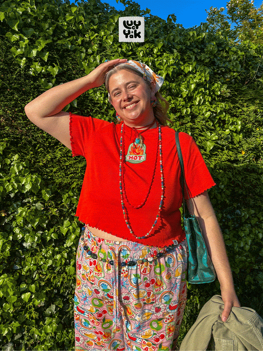 Sarah Brown wearing Lucy & Yak