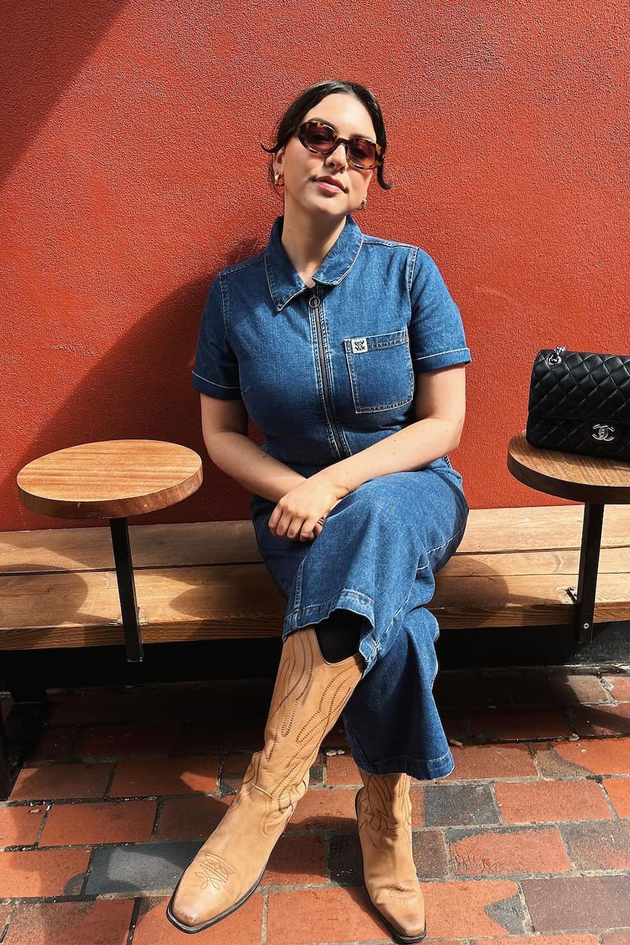 Ragan - Denim Jumpsuit in Mid Wash Blue