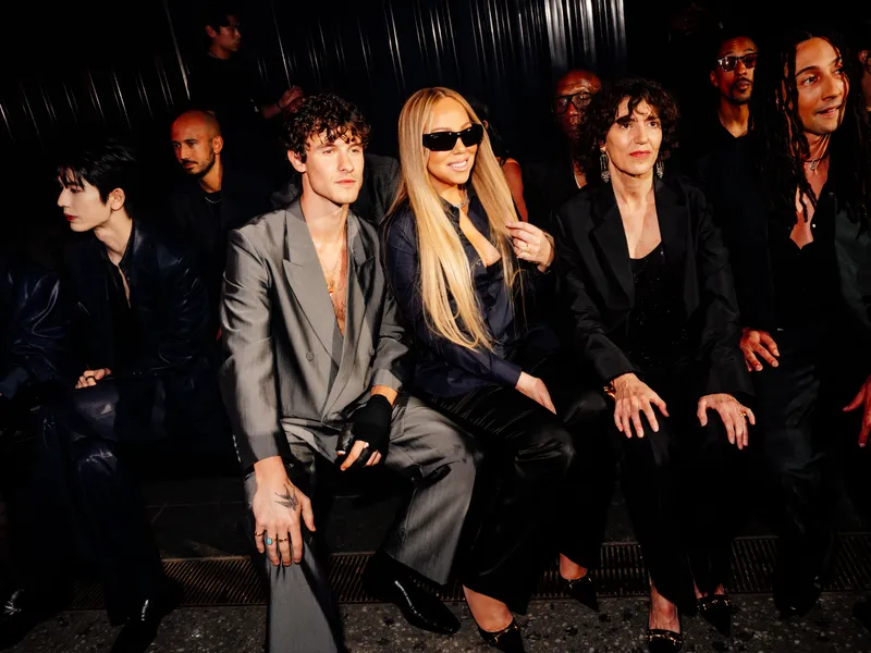 Image may contain: Shawn Mendes, Mariah Carey, Susie Orbach, Michael Wright, Accessories, Sunglasses, Blazer, and Clothing