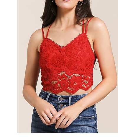 Flocked Floral Lace Bralette
