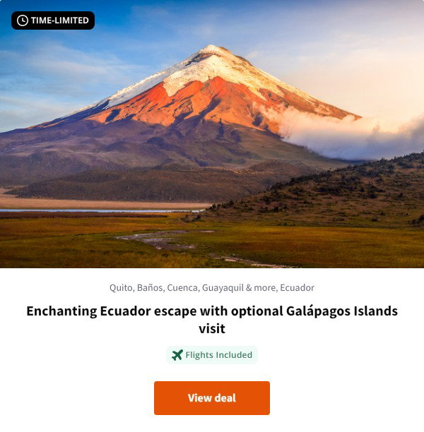 Enchanting Ecuador escape with optional Galápagos Islands visit