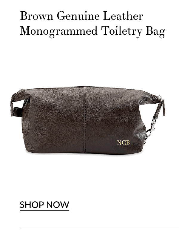 Brown Genuine Leather Monogrammed Toiletry Bag [Click here to Shop Now]