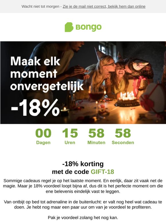 Laatste kans op 18% voordeel ⏰