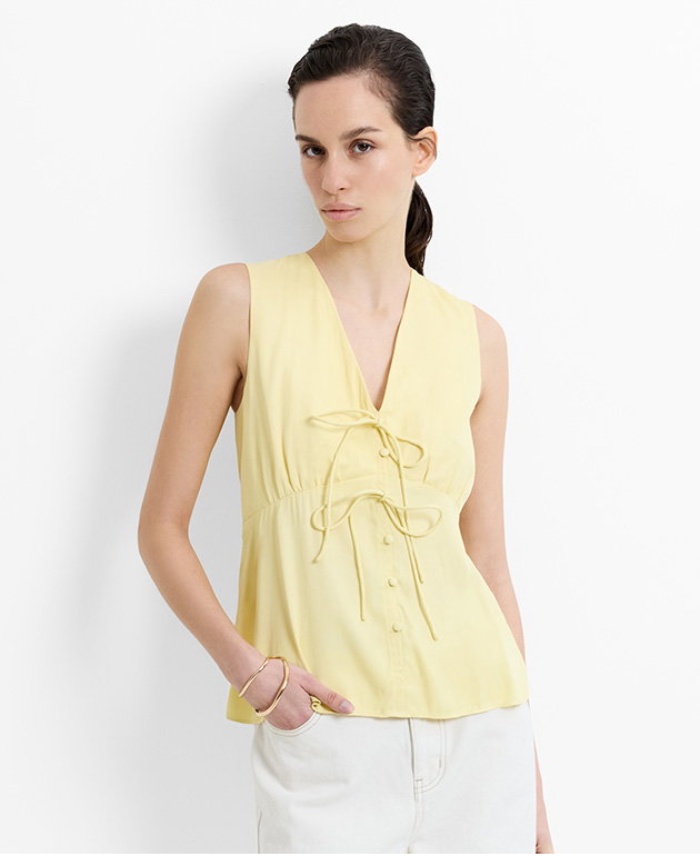 Candice Satin Bow Tie-Up Top