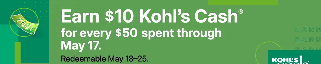 earn $10 kohl's cash for every $50 spent