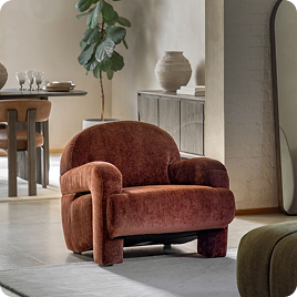 Cinema Armchair in Velour Rust