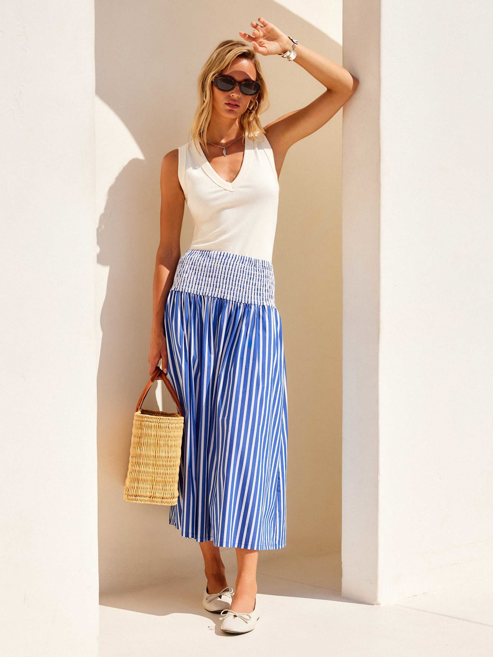 Image of Rhea Stripe Skirt
