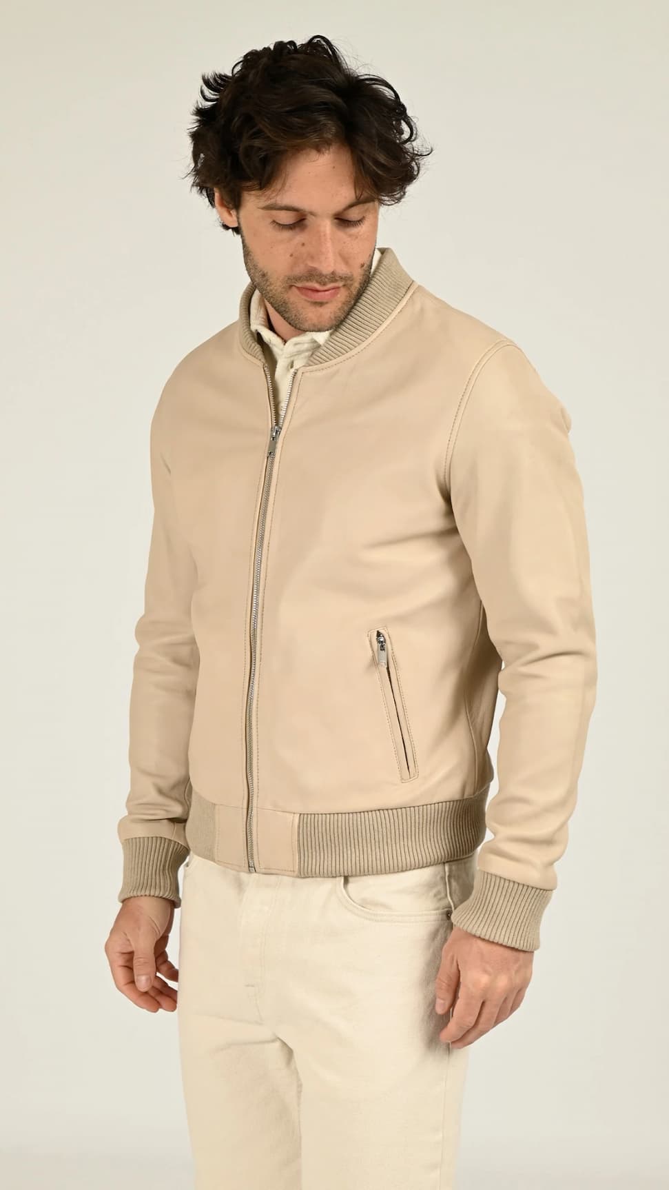 Teddy cuir Bonbon beige
