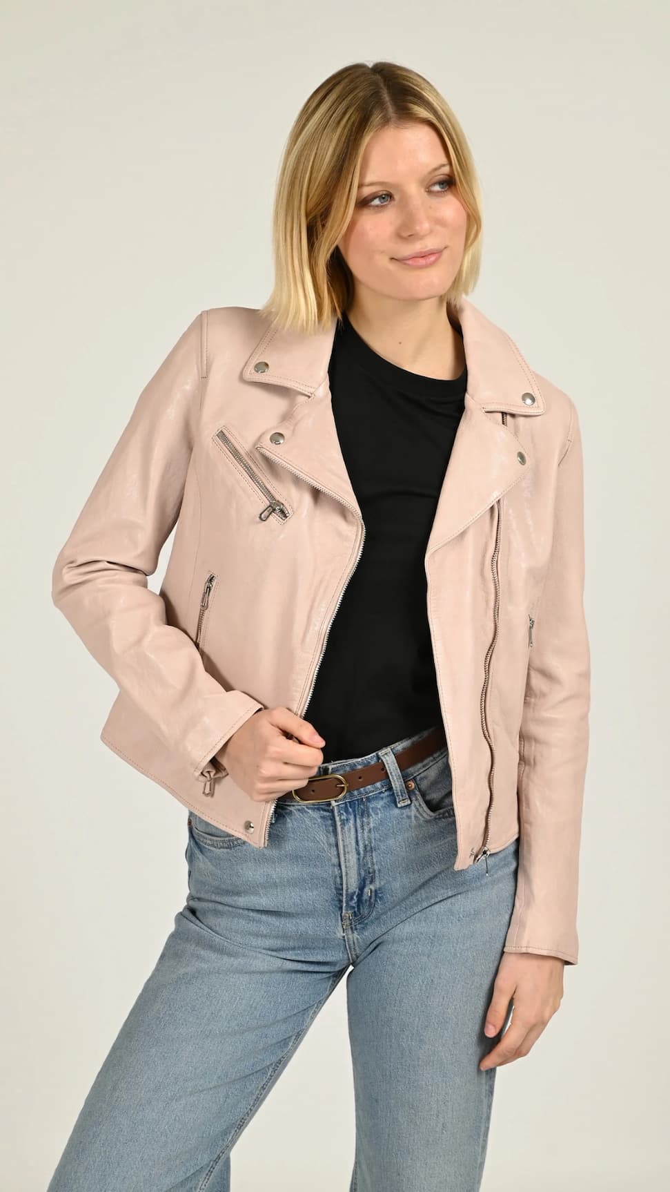 Perfecto cuir Anthea rose poudré