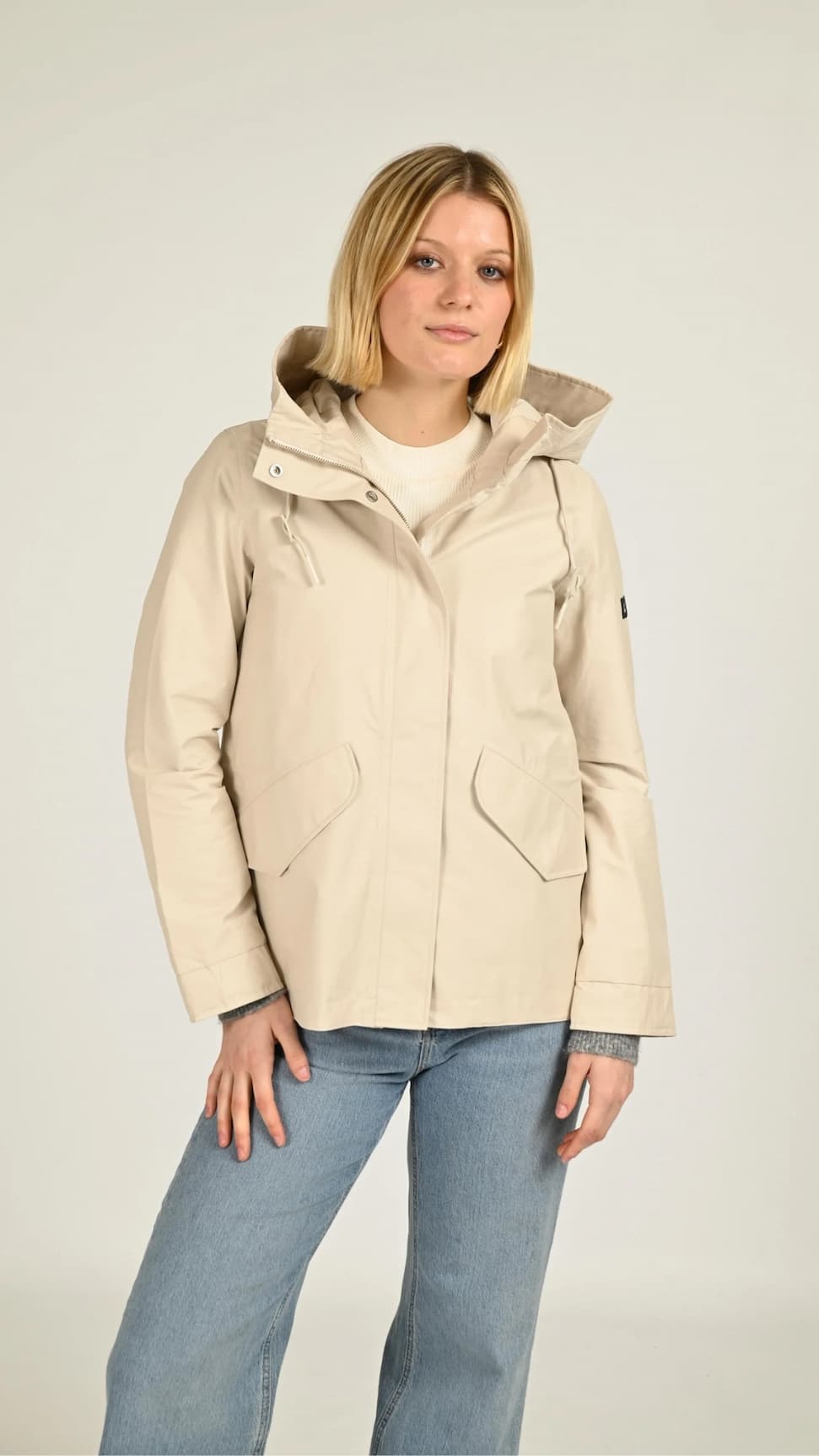 Parka courte fishtail beige