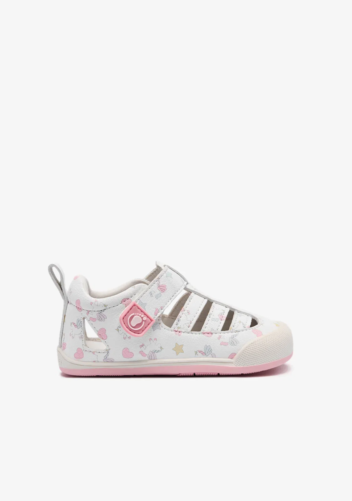 Image of Baby Barefoot Sandals with Unicorn Print