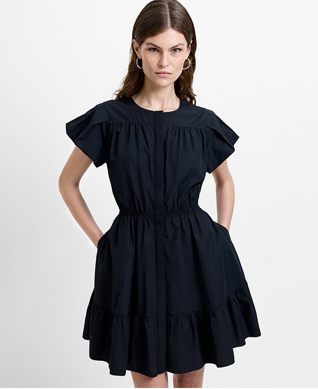 Era Poplin Flutter Sleeve Mini Dress