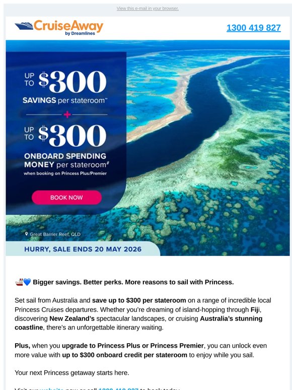 Princess Cruises Sale: Save Up to $300 per Stateroom 🚢