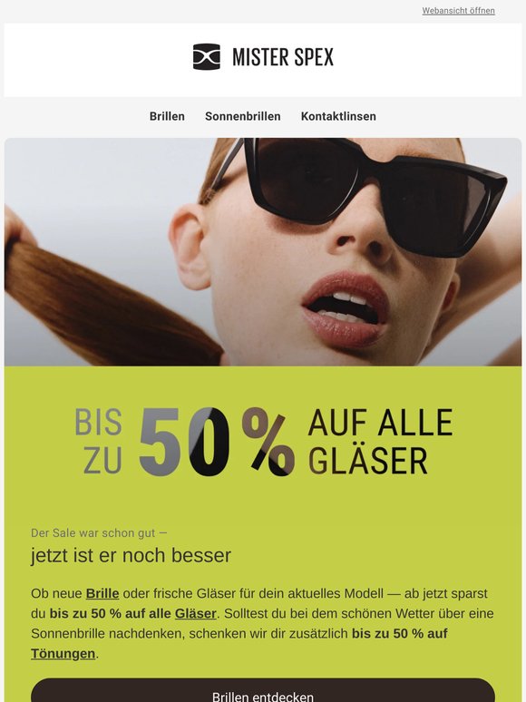 Alle Gläser. Bis zu 50 % reduziert.