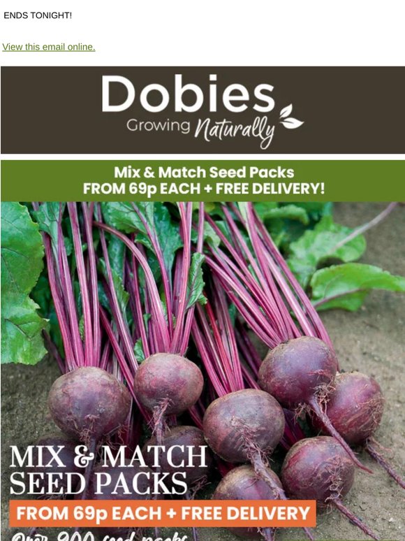 SEED PACKETS from 69p EACH + FREE DELIVERY!