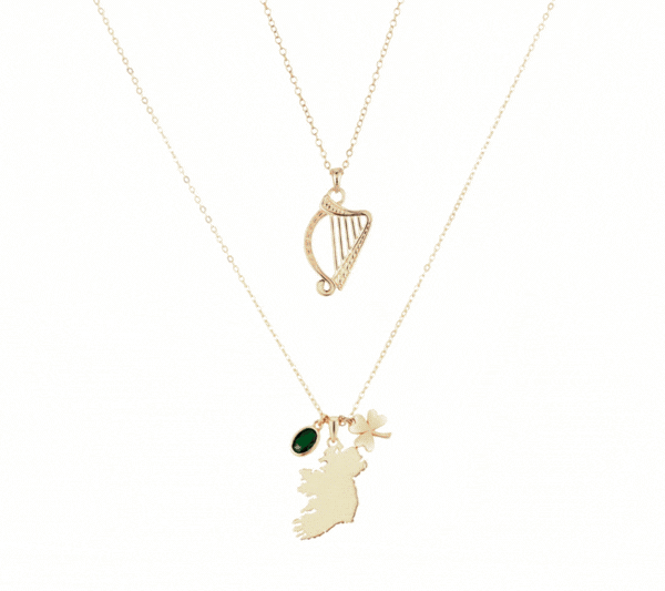 Argento Gold Ireland Harp Necklace Stack