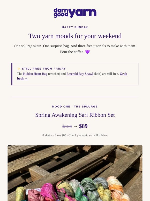 Save $65 on Spring Awakening yarn (plus a $29 mystery box)