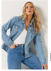 LTS Tall Blue Mid Wash Cotton Denim Jacket