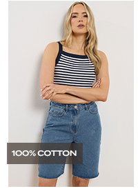 LTS Tall Mid Blue Denim Bermuda Cotton Shorts