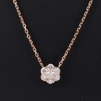 Van Cleef & Arpels Fleurette 18K Rose Gold 0.70 CTW Diamond Necklace with COA