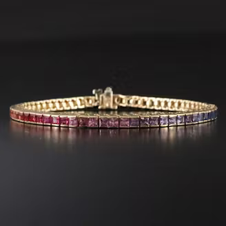 14K Multi-Color Sapphire and Ruby Line Bracelet