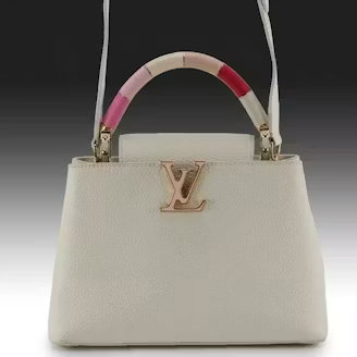 Louis Vuitton Capucines BB Pink Color Block Handle Bag in Snow Taurillon Leather